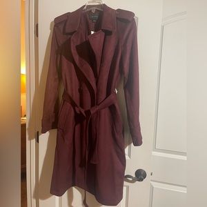 NWT Ann Taylor Burgundy Belted Coat